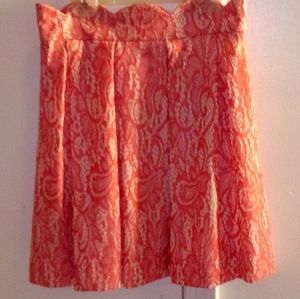 Coral and Off White Pasley Mini Skirt by Blue Rain